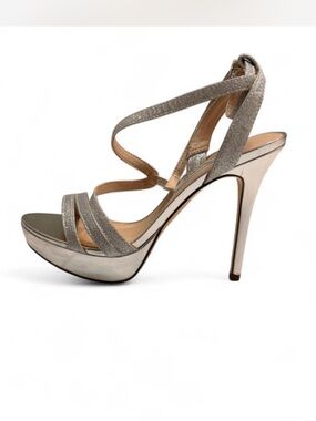 Women's Silver Strappy High Heel Nina